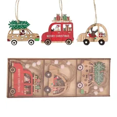 【在庫セール】トナカイ サンタクロース 雪だるま 9個セット クリスマスオーナメント クリスマスツリー飾り 木製 デコレーション 飾り付け オーナメント ギフトタグ クリスマスツリー (セットA)