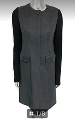 早い者勝ち！定価17万円【ほぼ未使用】TAE ASHIDA タエアシダ ウール×合皮 リブニット切替 ワンピース 9 M ブラック×グレー T40