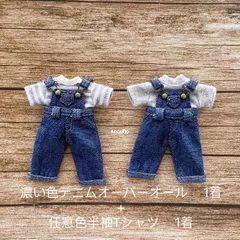 JANAYA ハンドメイド　オビツ11服　濃い色デニムオーバーオールとTシャツ