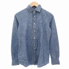 ポロ ラルフローレン POLO RALPH LAUREN SLIM FIT 近年 シャンブレーシャツ ポニー 刺繍 長袖 4 青 ブルー /FF ■MET1