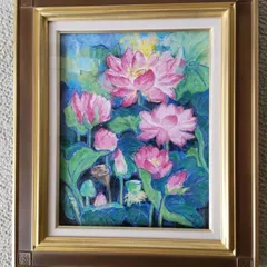 本多陽子 バラに恋する女 油彩画 F4号 署名入り金縁額装箱付き 日本