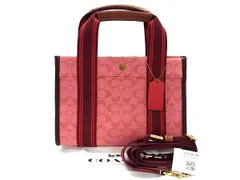 ■極美品■ COACH コーチ C8635 シグネチャー キャンバス 2WAY ショルダーバッグ トートバッグ ハンドバッグ ピンク系 FI8965