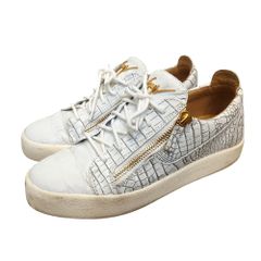 GIUSEPPE ZANOTTI ジュゼッペザノッティ  クロコ パテント レザー ローカット スニーカー 43 ホワイト