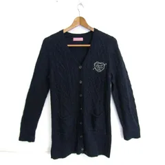 メゾピアノ ロングカーディガン 長袖 ウール混 トップス キッズ 女の子用 Lサイズ ネイビー Mezzo Piano 【中古】