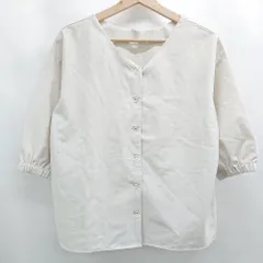 ◇ ⊂　美品 grove グローブ 前後2way 七分 七分2way ノーカラーブラウス サイズM ベージュ系 レディース E  【1508060024183】