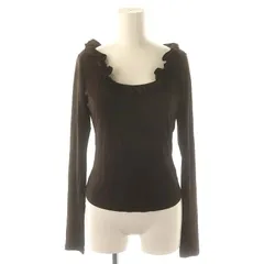 フォクシーニューヨーク FOXEY NEW YORK フリルラウンドネックカットソー 長袖 ストレッチ ダークブラウン /ES ■OSのサムネイル