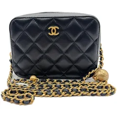 シャネル(CHANEL)  マトラッセ カメラバッグ ミニ チェーンショルダー  黒 ラムスキン ゴールド金具 31番 AP2426 新品同様 レディース ショルダーバッグ