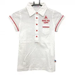 ★SALE価格★【美品】ルコック 半袖ポロシャツ 白×レッド 星総柄 レディース M ゴルフウェア le coq sportif