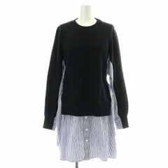 サカイ sacai チュニック トレーナー スウェット シャツ 長袖 切替 ベルト ストライプ クルーネック 1 M 紺 ネイビー 青 ブルー 白 ホワイト /NW26のサムネイル