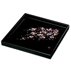 紀州塗り 尺寸 角盆 しだれ桜 お盆 トレー トレイ おぼん 日本製 国産