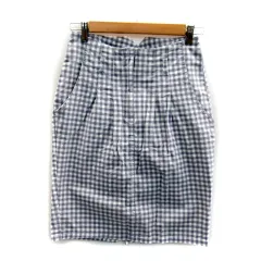 アーバンリサーチ URBAN RESEARCH タイトスカート ひざ丈 ギンガムチェック柄 バックスリット M 白 ホワイト ブルーグレー /SY24