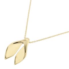 TIFFANY＆Co. ティファニー ハウスデザイン・フィン リーフモチーフ ネックレス・ペンダント/K18YG/750-4.3g/イエローゴールド【♀】【S】【レディース】★■556356【中古】