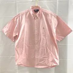 POLO by RALPH LAUREN ポロ バイ ラルフローレン 半袖 シャツ ワイシャツ L ピンク メンズ ワンポイント 古着 25j菊E