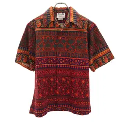 Keone sportwear 70s ヴィンテージ 総柄 半袖 アロハシャツ ネイビー 開襟 メンズ 古着