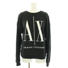 アルマーニエクスチェンジ A/X ARMANI EXCHANGE アイコン ICON スウェットシャツ トレーナー クルーネック 長袖 ロゴ刺繍 M 黒 ブラック 白 ホワイト /YTのサムネイル