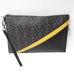 FENDI ズッカ セカンドバッグ クラッチバッグ キャンバス ナイロン レザー FENDI ズッカ ナイロンキャンバス レザー クラッチバッグ