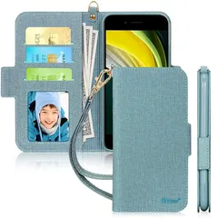 Skycase iPhone SE ケース 第3世代 2022 iPhone SE用ケース [第2世代] / iPhone8用 / iPhone7用 ケース [スキミング防止機能] PUレザー 手帳型 カード収納 スタンド機能 ストラップ付き 全面保護 耐 1