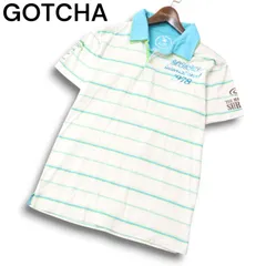 GOTCHA ガッチャ 春夏 バック ロゴ 箔プリント★ 半袖 ボーダー ポロシャツ Sz.L-40 メンズ サーフのサムネイル