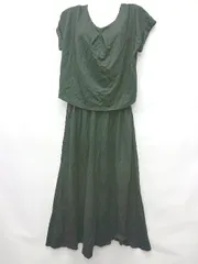 ◇ ⊂ any SiS エニィスィス Vネック フレンチスリーブ 膝下丈 ワンピース サイズ2 ブラック レディース P  【1409090023002】