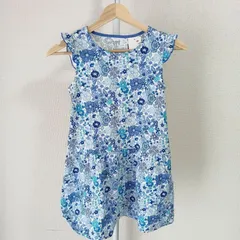 【新品未使用…UNIQLO ユニクロ】 キッズ ノースリーブ ワンピース 140cm リバティ花柄 ブルー×ホワイト