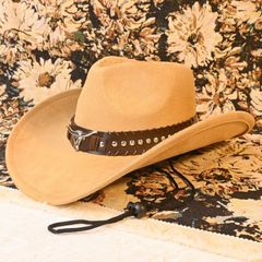 美品 USA製 HENSCHEL レザーハット ウエスタンハット ビジュー付き