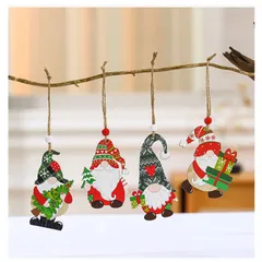 【新着商品】オーナメント 12枚セット 木製 サンタクロース クリスマス 4種類 クリスマスツリー飾り ストラップ クリスマス デコレーション 装飾 インテリア 飾り 飾り付け おしゃれ 木のオーナメント Sitengle プレゼント ギフト (タイプA)