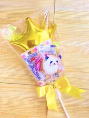 小さい子にも　プチバルーン付お菓子ブーケ♡1個　プチギフト　発表会　結婚式　卒業　卒園　ハロウィン　クリスマス　キャンディーブーケ　お菓子ブーケ　プレゼント　花束の代わりに　お配り用　色、形選べます　喜ばれる　映え　バルーンブーケ　お菓子ブーケ　可愛い　12〜
