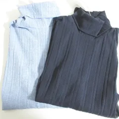 未使用 PETIT BATEAU プチバトー ロングスリーブ タートルネック ニット カットソー 2点セット M/L ライトブルー ネイビー レディース 古着 中古 USED