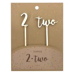 トッパー 2 two ケーキトッパー 2歳 数字 木 誕生日 （ ケーキ デコレーション バースデー 木製 記念日 フォトプロップス 撮影 写真 小道具 パーティー 誕生日会 ハッピーバースデー ）