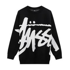 Stussy 総柄ラージロゴモノグラムジャカードニットクルーネックジャンパー