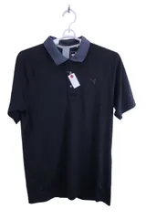 【美品】PUMA GOLF(プーマゴルフ) ポロシャツ 黒グレー メンズ US S ゴルフ用品 2410-0420 中古