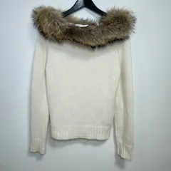 【212981】theory luxe セオリーリュクス  ラクーンファー　カシミヤ100％　長袖セーター　40  ・ 白