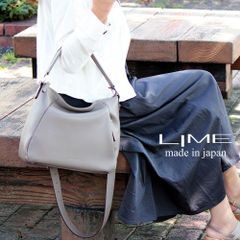 ショルダーバッグ レディース 本革 2way 斜め掛け シンプル レザー 肩掛け 日本製 LIME L2027 フォーン