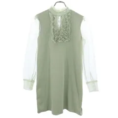 ザラ ショート丈 シースルー袖 ワンピース S 緑 ZARA レディース 【中古】  【221103】