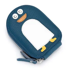 Honesty Mouth クレジットカードケース レディース メンズ 大容量 薄型 本革 レザー じゃばら かわいい ペンギン カードケース カード入れ ミニ財布 小銭入れ (03:ブルー) [03:ブルー]