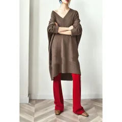 ☆ ダークブラウン ☆ ワンピース ニットワンピース Vネックレディース 長袖 ニットワンピ ニット ワンピース ワンピ ニットチュニック チュニック セーター ドロップショルダー ロングニット 膝丈 ニットソー ひざ丈 ゆったり 体型カバー カジュアル