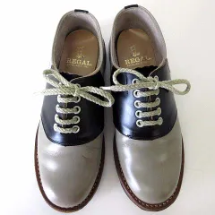 リーガル REGAL サドルシューズ オックスフォードシューズ 本革 レザー 23.0cm グレー 黒 ブラック ロカビリー レア 希少