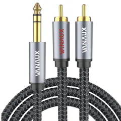 新品 6.35mm rca 変換ケーブル VANAUX RCA フォン ケーブル 1/4 to Coaxial 変換ステレオオーディオ分配アダプターケーブル オーディオインターフェース ミキサー アンプ スピーカーなど用(5M)
