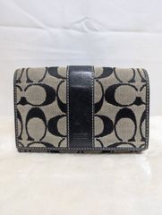 COACH 2つ折り財布 黒 グレー シグネチャー コーチ 財布