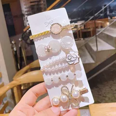 【新着商品】結婚式 卒業式 入学式 ダッククリップ (パールタイプ5個) 一字型ピン 髪留め ガールズ 髪飾り 女の子 おしゃれ ヘアピン パール PLAYER】ヘアクリップ 【BEAUTY