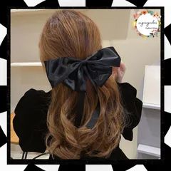 サテン ビッグリボン バレッタ 韓国 ヘアアクセ 大きめ レディース 蝶々結 髪飾り 大人可愛い プチプラ ヘアアレンジグッズ おしゃれ 人気 髪留め 雑貨 まとめ髪 誕生日プレゼント 黒 ハーフアップ 夏 バレッタ リボン 21SHIPIN-107