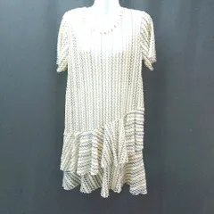 ◇ ZARA ザラ Vネック ストライプ柄 格子模様 薄手 透け感 シンプル 半袖 カットソー サイズS ブラウン レディース E  【1308160060148】