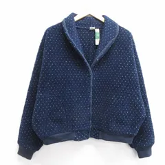 古着 エルエルビーン LLBEAN 長袖 フリース ジャケット レディース 80s バーズアイ 大きいサイズ 紺 ネイビー spe 25feb17 中古 アウター 