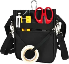 CARRY ALL BEFORE ONE 多機能 3WAY文具ウエストポーチ ペンケース マチ付き ペンポーチ ポケットオーガナイザー ナースポーチ ベルトポーチ 作業ポーチ 仕事用 事務 看護 介護 撥水(ブラック,  オープンタイプ M)