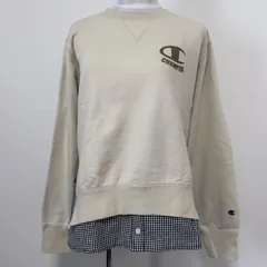 Champion 重ね着風スウェット S　トレーナー チャンピオン フェイクレイヤード 前V クルーネック シャツ