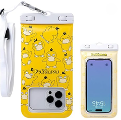 DIVAID ポケットモンスター/ ポケモン ワイドサイズ 防水ケース ショルダーストラップ(コダック/総柄)【 iPhone Android 各種スマートフォン対応 水に浮く フローティング 防水 防塵 IP68】
