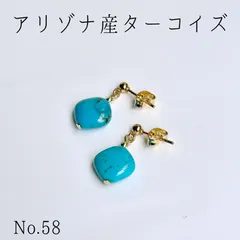 NO.58/アリゾナ産ターコイズのシンプルゴールドピアス