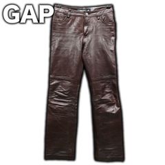 00s OLD GAP 牛革 レザーパンツ ブーツカット レディース1/約67cm シューカット フレア 本革 牛革 革パン オールドギャップ バイカー シューカット 00年代
