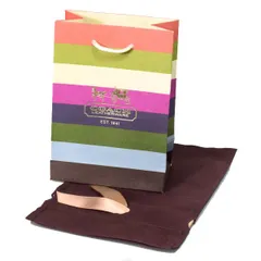 コーチ プレゼントキット COACH 純正紙袋 ボーダー ミニ リボン付き 巾着布袋 セット プレゼントキット ギフトキット ギフトセット ラッピングセット マルチ 20221221D