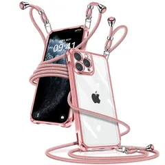 iPhone 11 Pro Max ケース クリア ショルダー iPhone11pro max スマホケース アイフォン11ProMax カバー 肩掛け 斜めかけ 縄掛けケース 透明 薄型 軽量 TPU 携帯ケース 紐付き 斜めがけ 織りストラップ付き 長 0